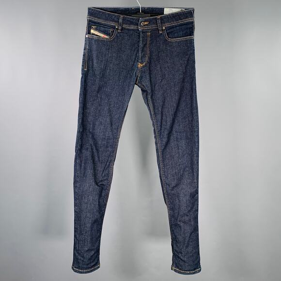 DIESEL Size 30 Troxer Blue Contrast Stitch Cotton Blend Skinny Jeans - Picture 1 of 10